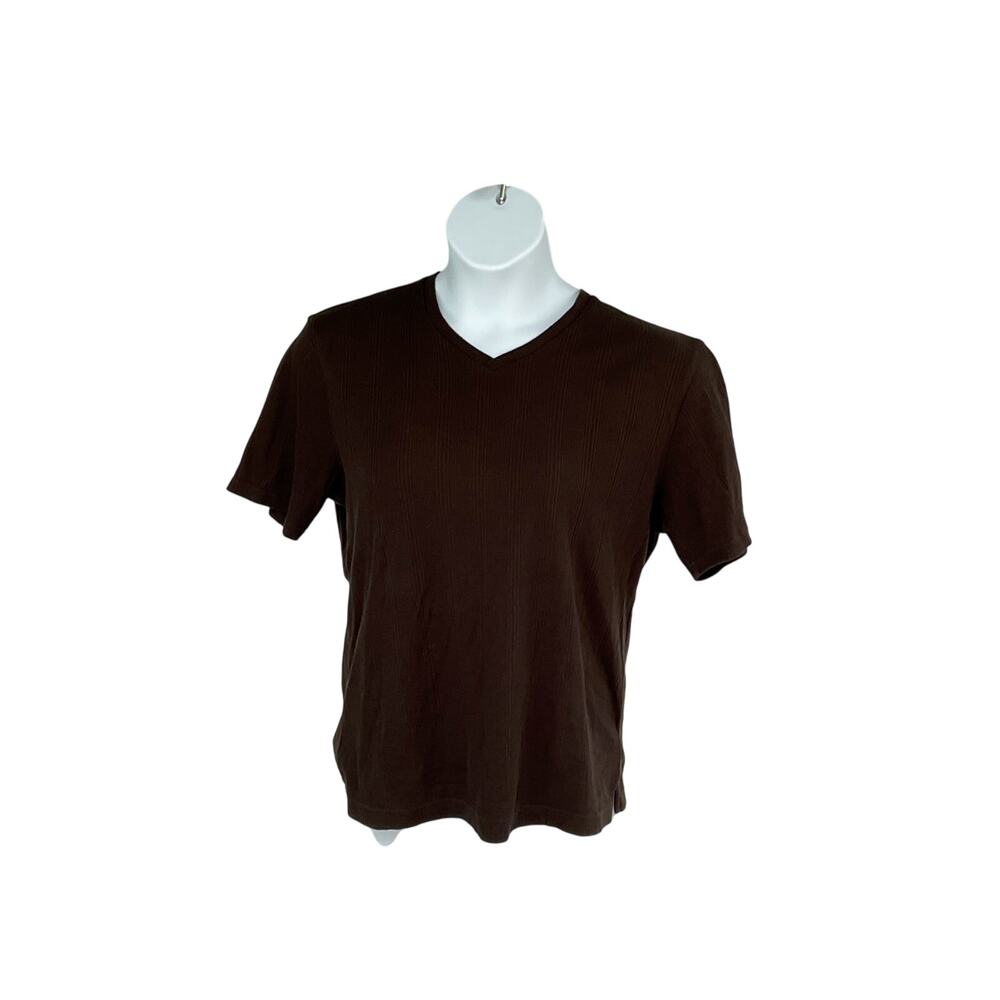 CALVIN KLEIN, SIZE M, RIBBED V NECK TOP, BLACK